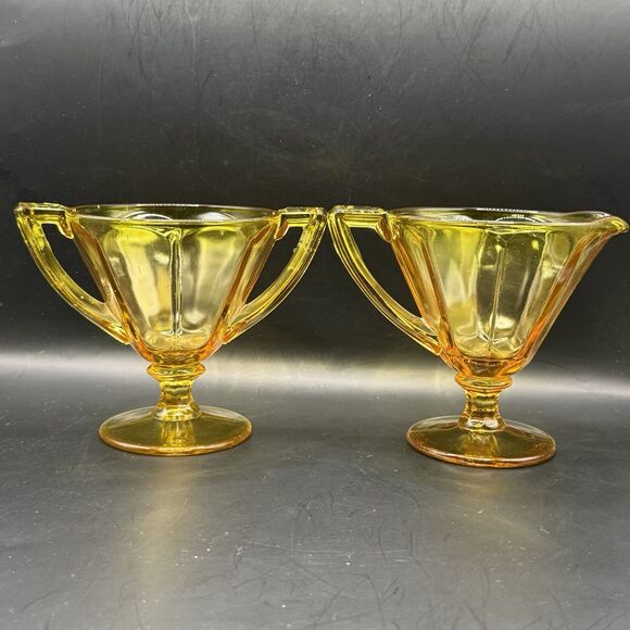 Westmoreland Amber creamer and sugar dish - Picture 2 of 9